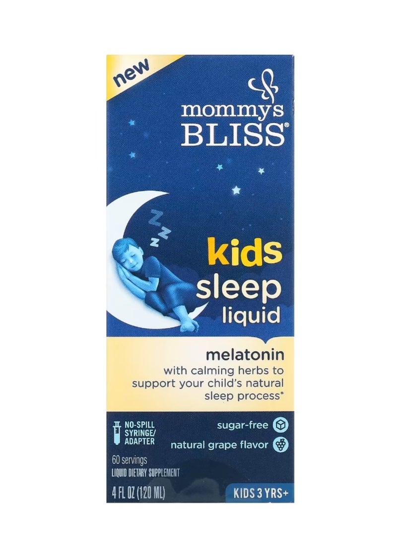 Mommy's Bliss Kids Sleep Liquid Melatonin Kids 3 Yrs + Natural Grape 4 fl oz (120 ml) - Image 1