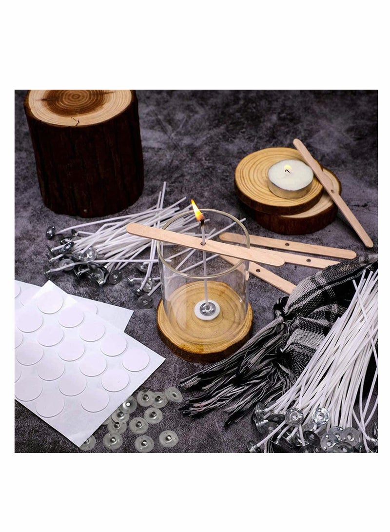 KASTWAVE Candle Making Kit, Bulk Candle Wicks 80 Pcs 8 inch with 60Pcs Candle Wick Stickers, 5Pcs Wooden Candle Wick Centering Device and 20 Pcs Metal tabs for Soy Beeswax Candle Making - Image 5