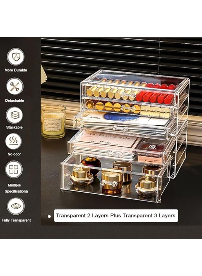 BAOLY Clear Acrylic Makeup Organizer Drawer, Modern, Minimalist, Transparent - Image 3