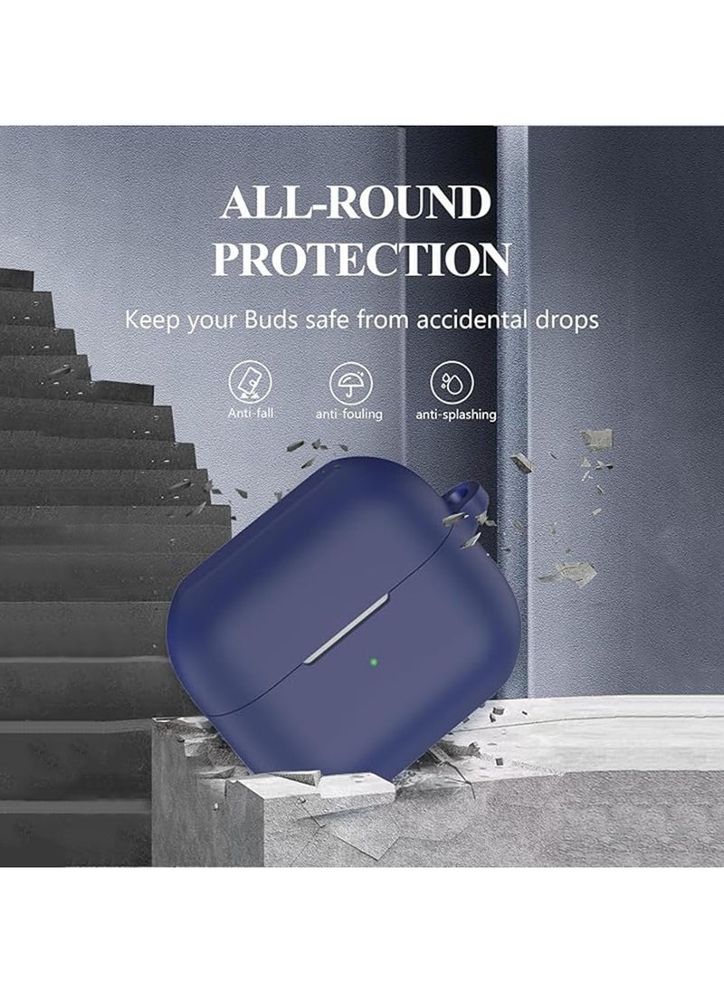 Soft Silicone Cover For Samsung Galaxy Buds 3/3 Pro Case With Hook Antifall Protective Sleeve Accessories (Blue)