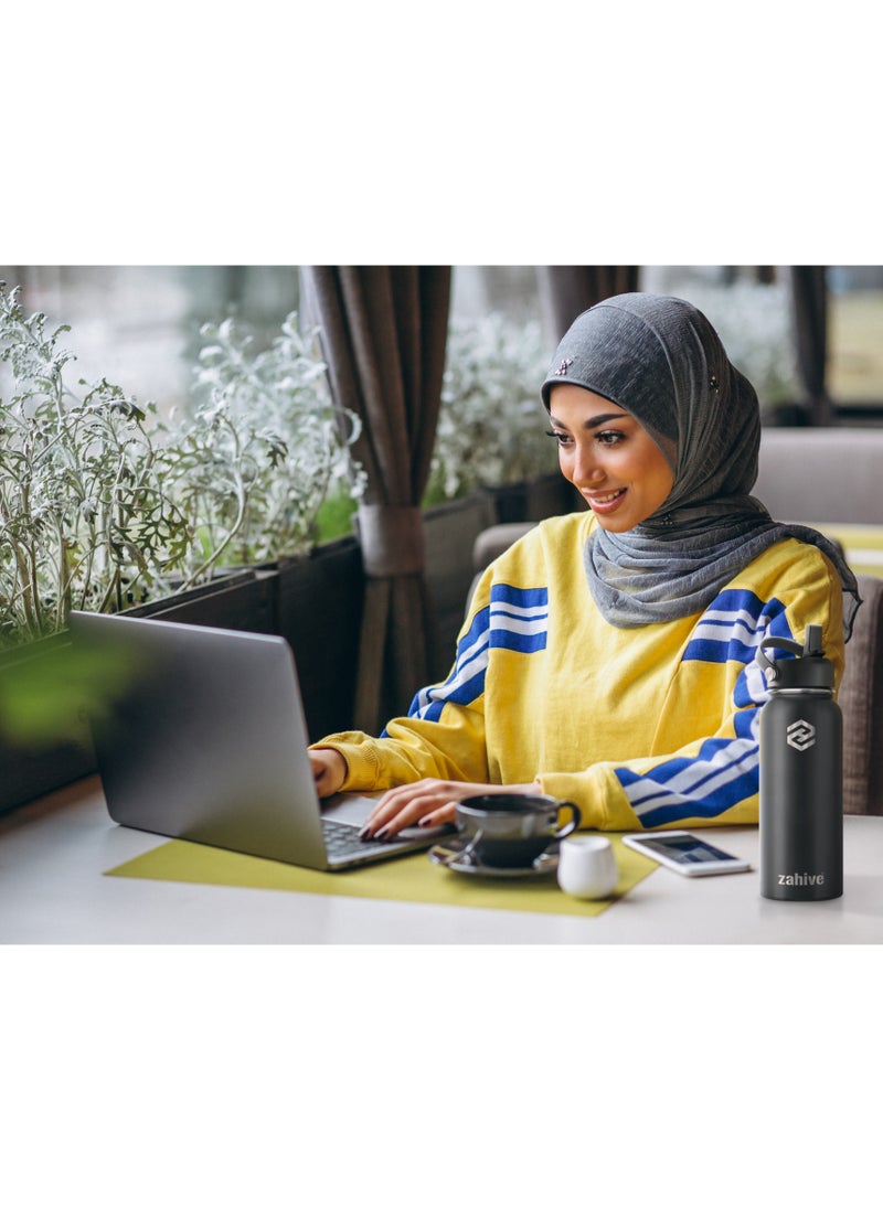 زجاجة مياه ستانلس ستيل 1 لتر مع 3 أغطية وحقيبة - زجاجه مياه رياضيه ذات جدار مزدوج 1000 مل - مطارة ماء حافظه للحرارة - زمزميه ماء حافظة للبرودة - قارورة ماء ستيل للماء البارد و الساخن من زاهايف -أسود - pzsku/ZD96537BECD2EDEA6F0B5Z/45/_/1708963951/ff9a50f2-7b2a-4806-adac-ca3b20930b55