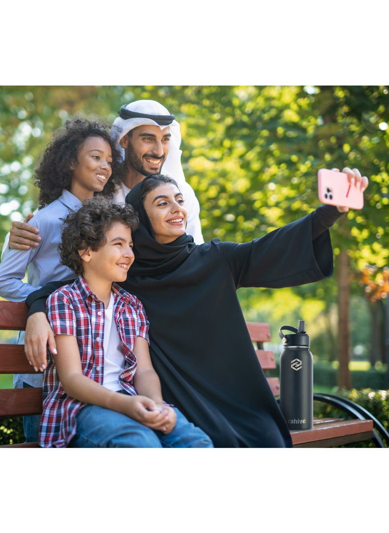 زجاجة مياه ستانلس ستيل 1 لتر مع 3 أغطية وحقيبة - زجاجه مياه رياضيه ذات جدار مزدوج 1000 مل - مطارة ماء حافظه للحرارة - زمزميه ماء حافظة للبرودة - قارورة ماء ستيل للماء البارد و الساخن من زاهايف -أسود - pzsku/ZD96537BECD2EDEA6F0B5Z/45/_/1726180066/fbf67b0e-f321-4780-bcf1-347b2e33b91f