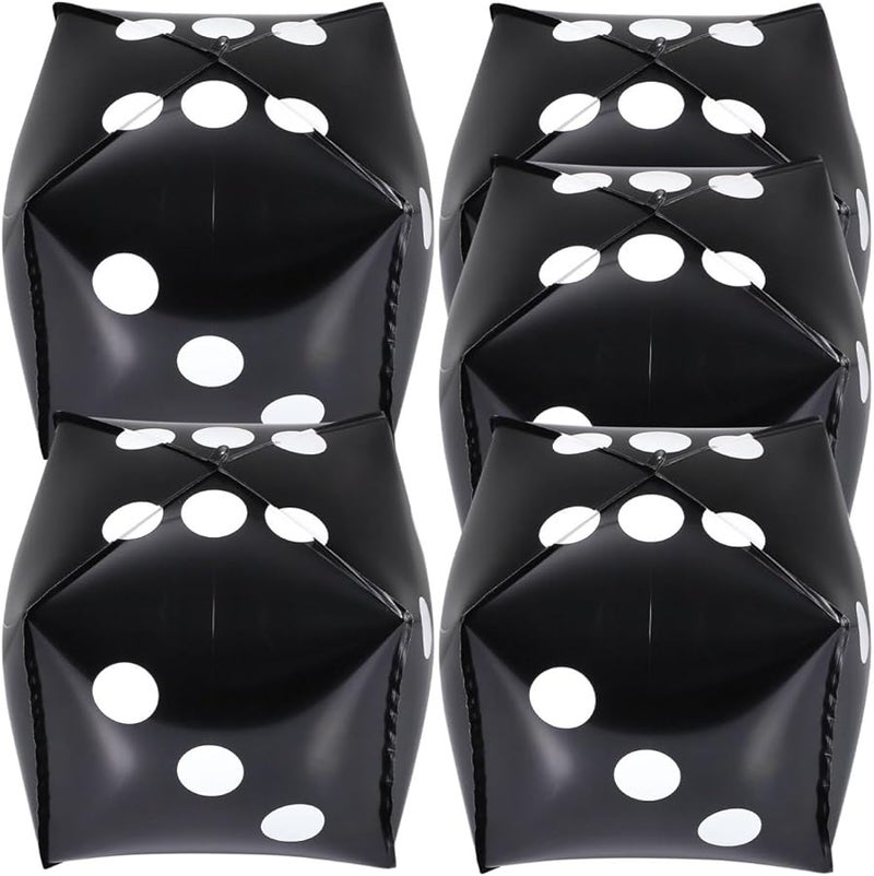 5 Pack Black Dice Balloons 12 Inch Aluminum Foil Cube For Theme Party Decorations - Image 1