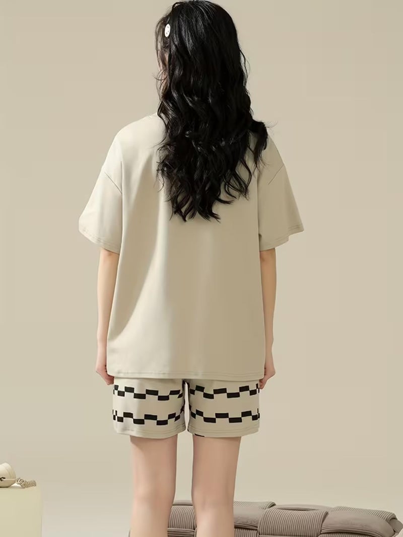 Celary Korean Style Women Cute Printed Night Suit Set | Soft Cotton Blend T-Shirt & Pyjama | Summer Sleepwear for Ladies - Image 5