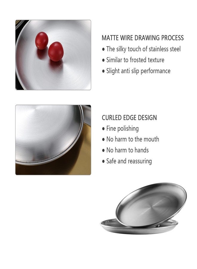 ICSTM Small Stainless Steel Plates,5 Pcs 5.5 Inchs Dinner Dishes Plates Camping Plate,Perfect for Snack Candy Cake Dessert Fruit Camping Etc Reusable and Dishwasher Safe (5, 5.5 inches) - Image 4