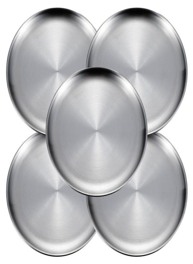 ICSTM Small Stainless Steel Plates,5 Pcs 5.5 Inchs Dinner Dishes Plates Camping Plate,Perfect for Snack Candy Cake Dessert Fruit Camping Etc Reusable and Dishwasher Safe (5, 5.5 inches) - Image 1