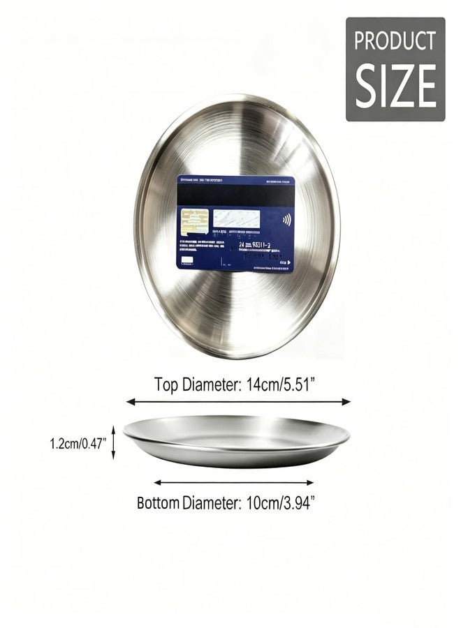 ICSTM Small Stainless Steel Plates,5 Pcs 5.5 Inchs Dinner Dishes Plates Camping Plate,Perfect for Snack Candy Cake Dessert Fruit Camping Etc Reusable and Dishwasher Safe (5, 5.5 inches) - Image 2