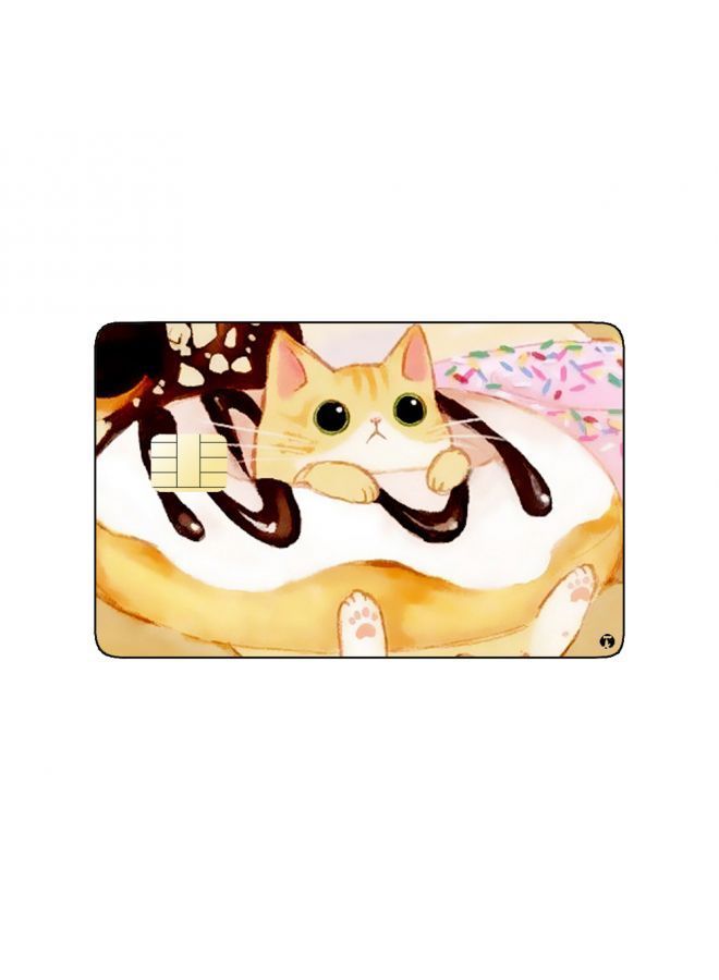 RKN PRINTED BANK CARD STICKER Cute Cat Drawing In Donut - Image 1