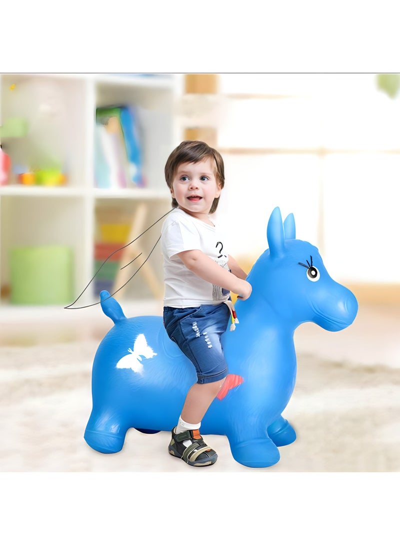 MAGIC VAULT Horse Hopper Bouncy , Activity Toy Hop Farm Animals Toys for Small Toddler, Bouncer Horse , Kids , Children Big Hoppity Inflatable Balls for Boys / Girls , Sit And Spin , Pump (BLUE) - Image 2