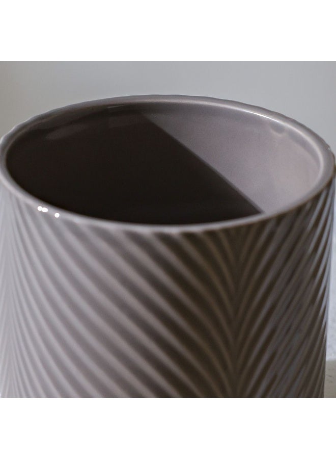 DANUBE HOME Ceramic Pot with Leaf Pattern – Modern Glazed Indoor Planter for Succulents, Herbs & Decorative Plants, Perfect UAE Home & Office Tabletop Pot  – Grey 13×13×13 cm - Image 2