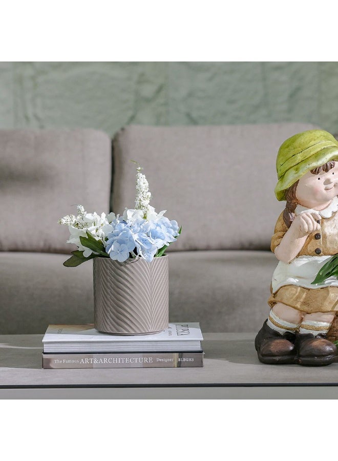 DANUBE HOME Ceramic Pot with Leaf Pattern – Modern Glazed Indoor Planter for Succulents, Herbs & Decorative Plants, Perfect UAE Home & Office Tabletop Pot  – Grey 13×13×13 cm - Image 3