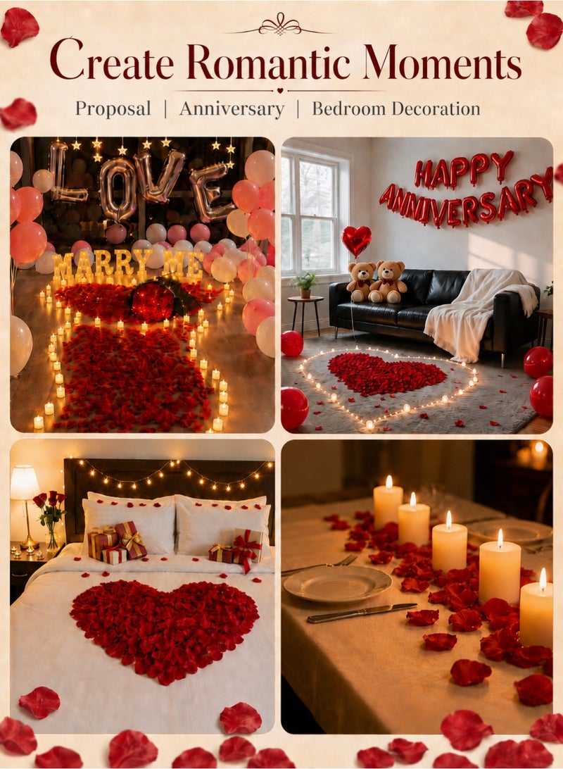 Farahom 2000 Pieces Artificial Rose Petals, Dark Red Fake Flower Petals 5 x 5 cm for Wedding, Engagement, Bridal Shower, Henna Night, Romantic Bedroom, and Table Decoration - Image 4