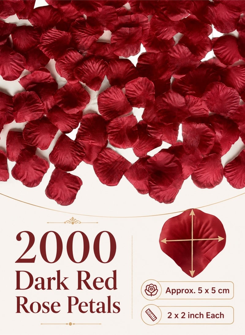 Farahom 2000 Pieces Artificial Rose Petals, Dark Red Fake Flower Petals 5 x 5 cm for Wedding, Engagement, Bridal Shower, Henna Night, Romantic Bedroom, and Table Decoration - Image 2