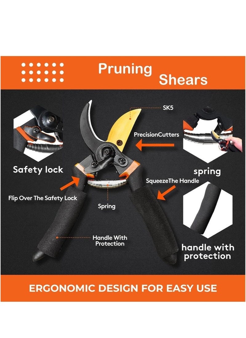 Bypass Pruning Shears for Garden Effortless Pruning Shears for Grapevines Bonsai Gardens Trim Tree Branches and Flowers with Ease with SK5 Steel Sharp Blades and Soft Cushion Grip Handle