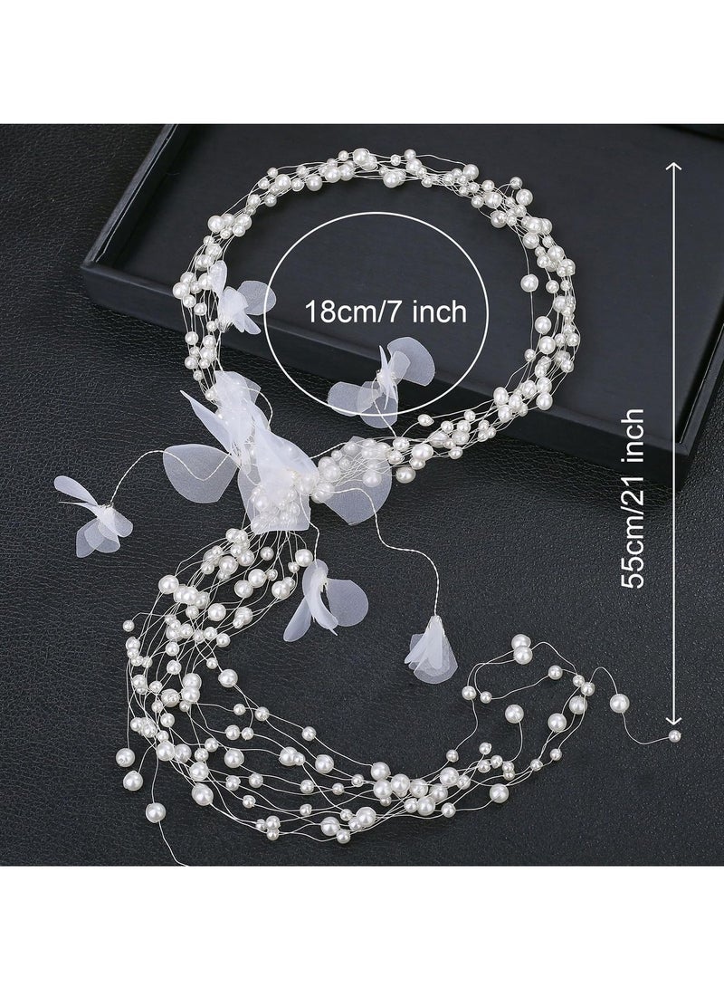 Suntown Bridal Wedding Hair Vine, Bridal Headband Flower Girl Headpiece, Floral Crown Bridal Wedding Prom Hair Vine Hair Accessories for Women - Image 4