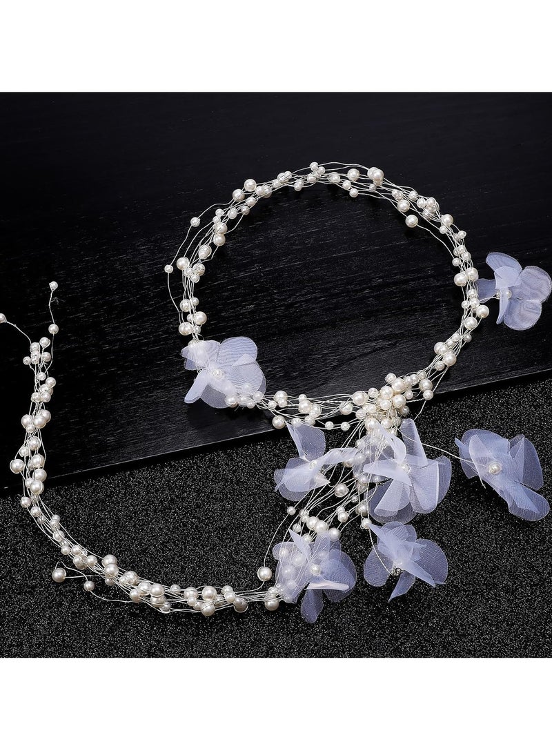 Suntown Bridal Wedding Hair Vine, Bridal Headband Flower Girl Headpiece, Floral Crown Bridal Wedding Prom Hair Vine Hair Accessories for Women - Image 5