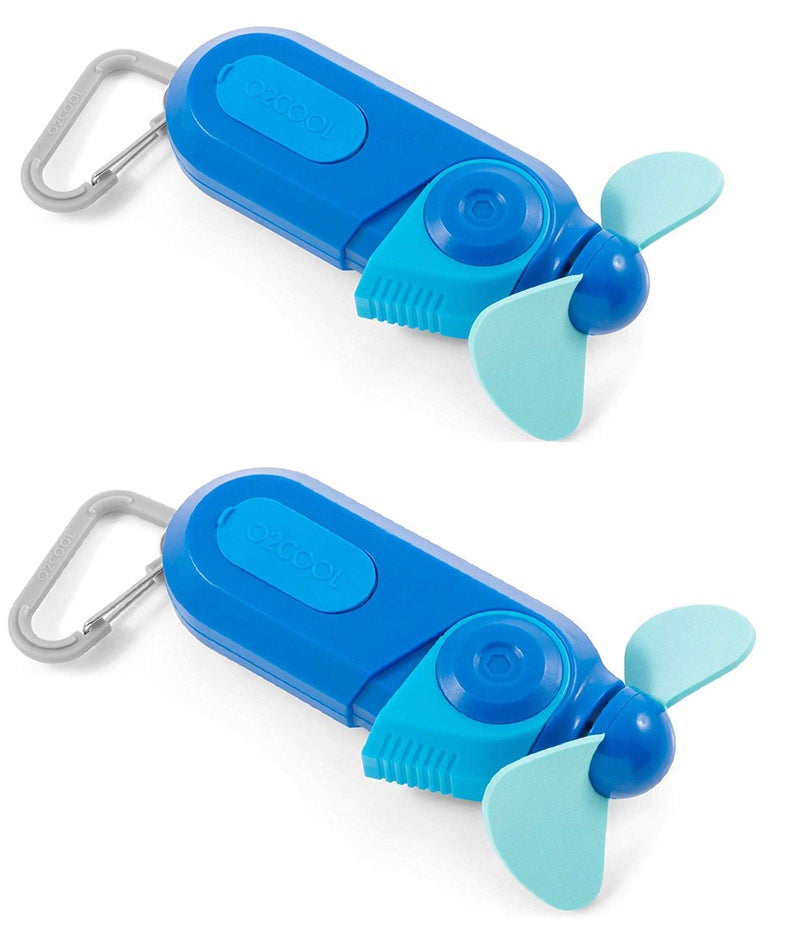 O2COOL O2COOL Keychain Sport Misting Fan  Pocket Size Battery Powered Portable Handheld Fan With Carabiner Clip and Mister 2 Pack Blue  - Image 1