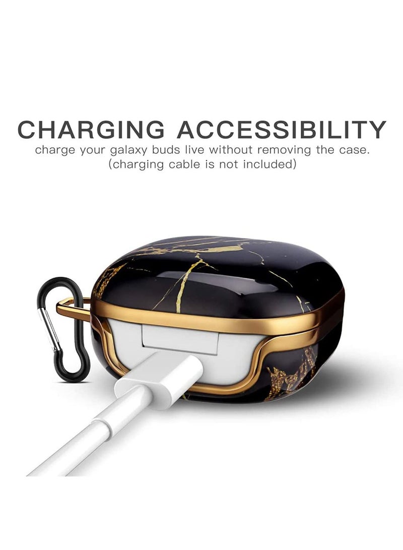SYOSI Case with Keychain Full-Body Protective TPU, Stylish Designed for Samsung Galaxy Buds 2/Buds Pro CaseResilient Shock Absorption Design (Black, Gold)  - Image 3