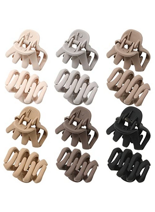AWAYTR 12 Pcs Small Hair Clips For Women Octopus Small Claw Clips 1.57 '' Noslip Jaw Clip For Thin Thick Hair Strong Hold Hair Claw (Coffee/Brown/Beige/Grey/Black (Octopus Clip) - Image 1