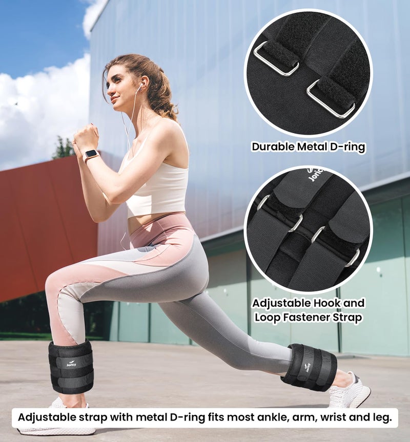 JORICY Ankle Weight, Wrist Leg Arm Weights for Women Men with Adjustable Straps, A Pair of 20LBS(10 LB Each Weight) Strength Training Weighted for Walking Yoga Jogging Running Dance, Black - Image 4