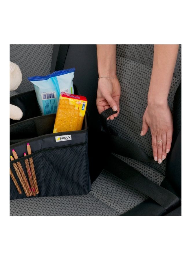 Hauck Organize Me Car Seat Organizer – Backseat Storage Box with Belt Attachment, Cup Holders, Foldable Pockets, Carry Handle, Non-Slip Travel Organizer for Cars, SUVs & Mini Vans – Grey - Image 5