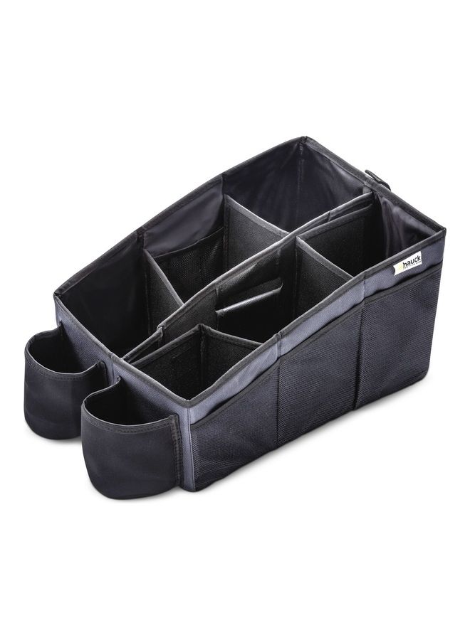 Hauck Organize Me Car Seat Organizer – Backseat Storage Box with Belt Attachment, Cup Holders, Foldable Pockets, Carry Handle, Non-Slip Travel Organizer for Cars, SUVs & Mini Vans – Grey - Image 1