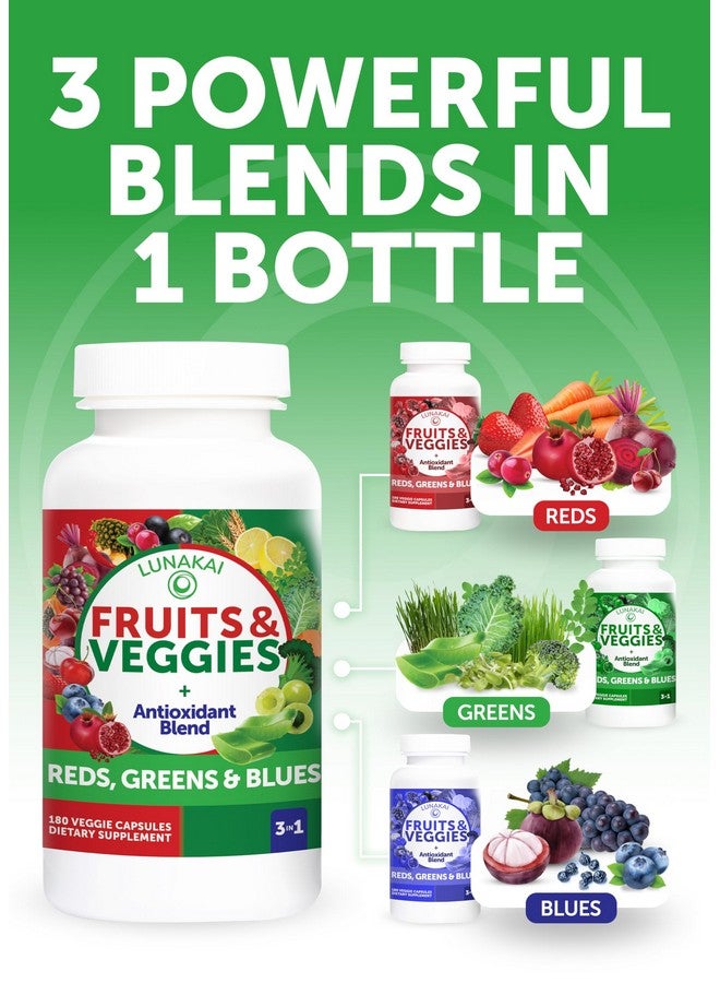لوناكاي مكمل غذائي من الفواكه والخضروات الفائقة من Lunakai USA Made - كل في واحد مع 4 مخاليط وكبسولات معطرة، 180 كبسولة نباتية فائقة للبالغين - Image 3