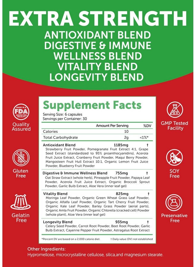 لوناكاي مكمل غذائي من الفواكه والخضروات الفائقة من Lunakai USA Made - كل في واحد مع 4 مخاليط وكبسولات معطرة، 180 كبسولة نباتية فائقة للبالغين - Image 5