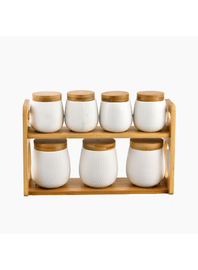 Zinnia Set Of 7 Jars With A Wooden Stand