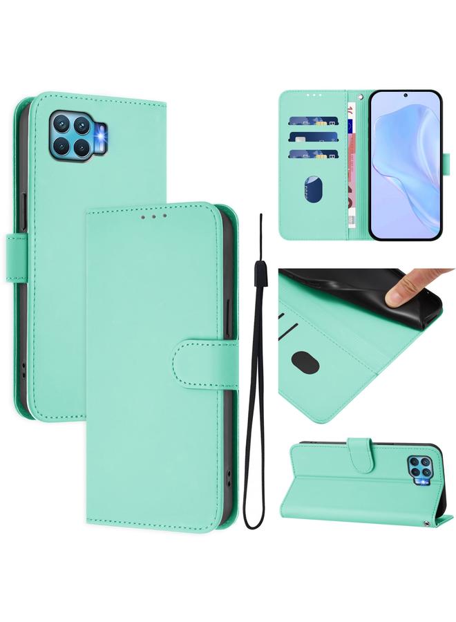 S-TOP Case For OPPO F17 Pro Skin Feel Solid Color Leather Phone Case with Lanyard - Image 1