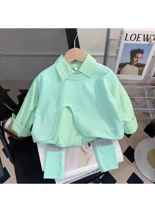 Girls' Autumn Outfit Set New Style Children's Shirt And Leggings Stylish Two-piece Set For Toddlers Fashionable Little Kids Autumn Wear