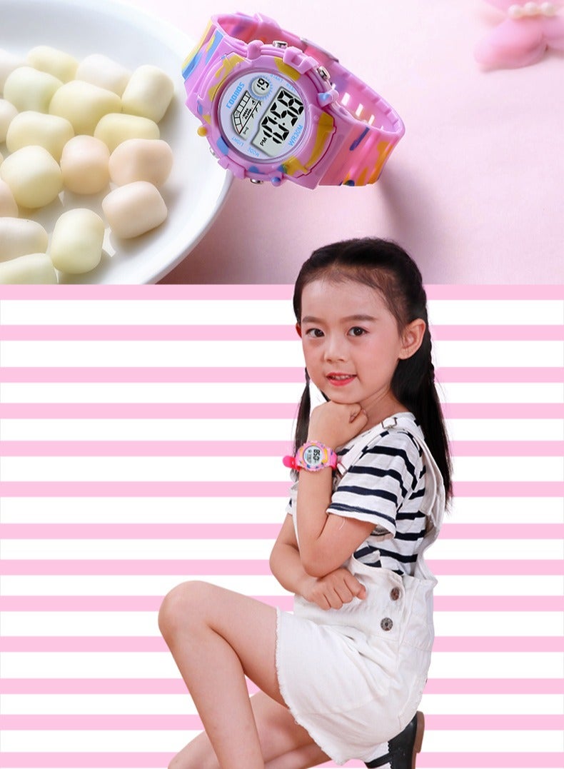 Coobos 2 PCS Children's Waterproof Rubber Digital Watch (Pink/Yellow)  - Image 4