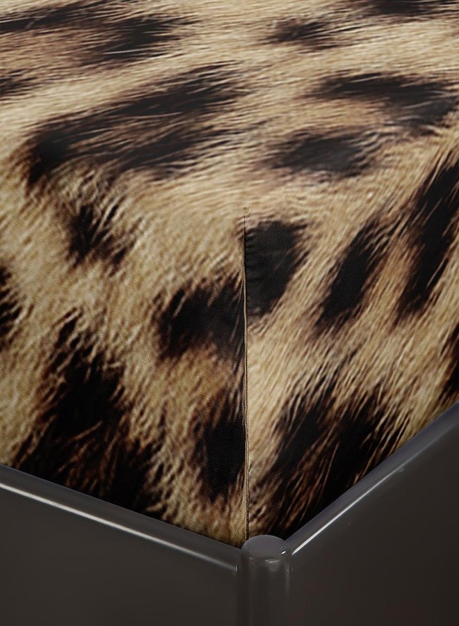QOOMO Leopard Print Kids Sheets Queen Size,Cheetah 16" Deep Pocket Bed Sheet Set,Brown Animal Print Printed Bedroom Decor Bedding Set Soft and Breathable for Boys/Girls/Kids/Teens - Image 5