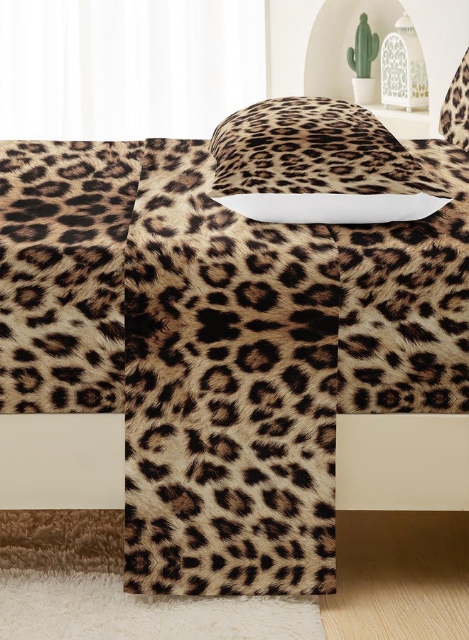 QOOMO Leopard Print Kids Sheets Queen Size,Cheetah 16" Deep Pocket Bed Sheet Set,Brown Animal Print Printed Bedroom Decor Bedding Set Soft and Breathable for Boys/Girls/Kids/Teens - Image 4