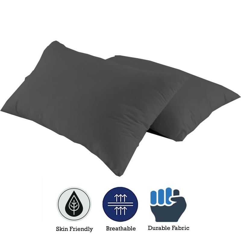 Bright Décor Bright Dcor Microfiber Pillow Set of 2 for Sleeping 20x30 Inches Dark Grey - Image 3