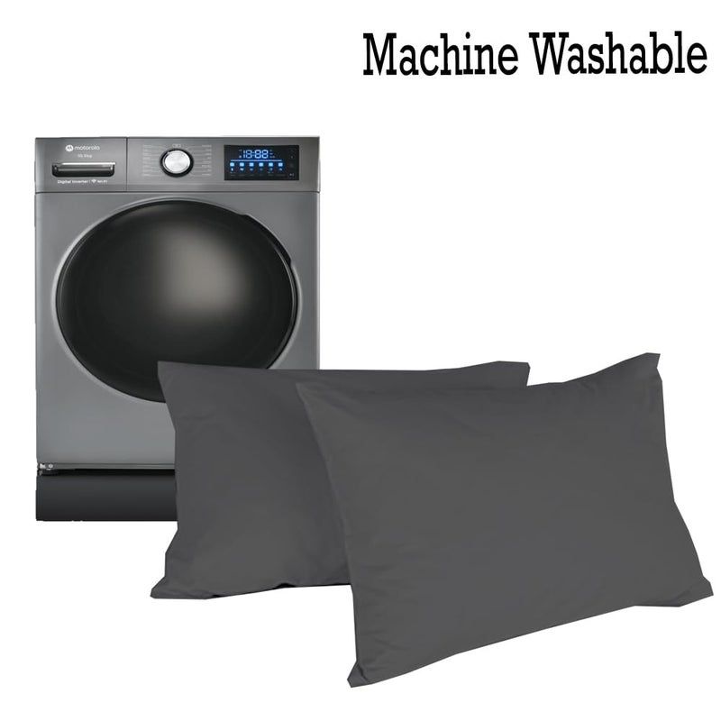 Bright Décor Bright Dcor Microfiber Pillow Set of 2 for Sleeping 20x30 Inches Dark Grey - Image 4
