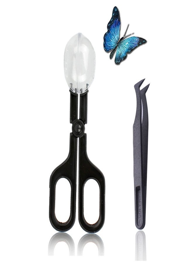 RORANIC Reptile Feeding Tongs,Bug Tweezers for Kids Adults,Plastic Anti-static Curved Tweezers Feeding Tool,Cleaning Supplies & Tweezers for Cricket Clamp Bug Scooper Snake Lizard Gecko Bearded Dragon (Black) - Image 1