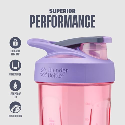 BlenderBottle Sport Shaker Bottle with Wire Whisk, 24-Ounce, Purple – Protein Shakes & Hydration for Athletes & Fitness Enthusiasts, Easy Mixing, Durable & Lightweight, Lockable Lid - Image 2