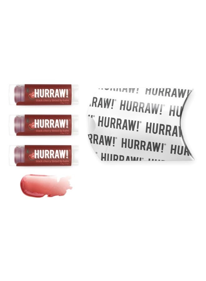 Hurraw! Black Cherry Tinted Lip Balm, 3 Pack: (Sheer Red Tint) Organic, Certified Vegan, Cruelty and Gluten Free. Non-GMO, 100% Natural Ingredients. Bee, Shea, Soy and Palm Free. Made in USA - Image 2