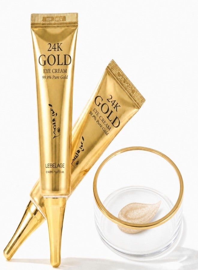 LEBELAGE 24K Gold Fine Line Eraser Eye Cream 40ml x2 [2 Pack] Intense Wrinkle Repair & Radiant Glow with Vitamin C, Peptide & Adenosine, K-Beauty Moisture Lock, 1.41oz x 2 - Image 1