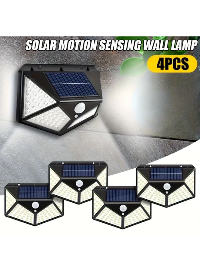 4pcs Solar Motion Sensor Lights 100 LED Outdoor Wall Lighting For Porch Garage - Image 2