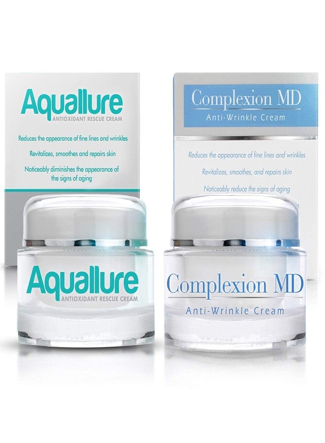 Aquallure Antioxidant Rescue Cream and Complexion MD Advanced Anti-Wrinkle Cream - Clinically Tested Multi-Peptide with Hyaluronic Acid - Face Moisturizer - Hypoallergenic for All Skin Types - 1 Oz (2 items) - Image 1