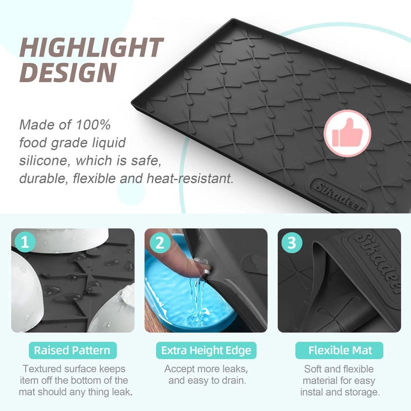 Sika deer SIKADEER 28" x 22" Under Sink Mat Waterproof, Silicone Mat Kitchen Drawer Shelf and Cabinet Liner, Sink Protector for Kitchen Organizers and Storage, Boot Tray Pet Food Mats - Image 5