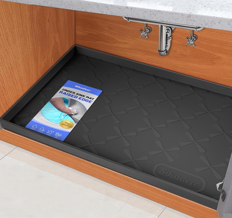 Sika deer SIKADEER 28" x 22" Under Sink Mat Waterproof, Silicone Mat Kitchen Drawer Shelf and Cabinet Liner, Sink Protector for Kitchen Organizers and Storage, Boot Tray Pet Food Mats - Image 1