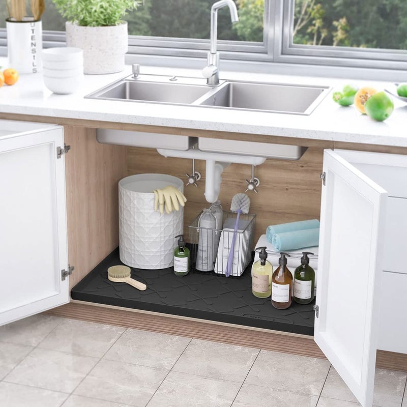 Sika deer SIKADEER 28" x 22" Under Sink Mat Waterproof, Silicone Mat Kitchen Drawer Shelf and Cabinet Liner, Sink Protector for Kitchen Organizers and Storage, Boot Tray Pet Food Mats - Image 2
