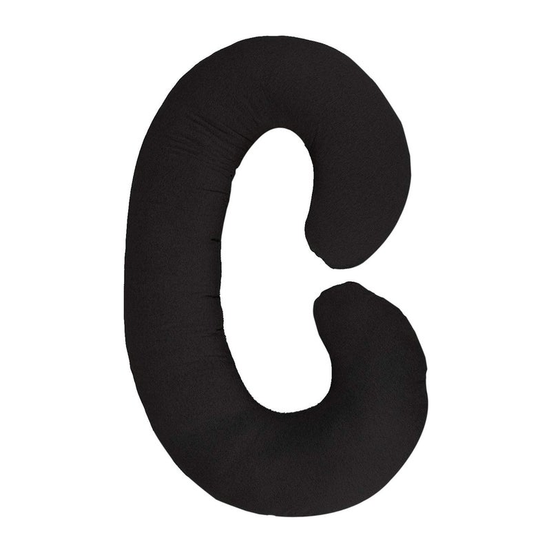 Kuber Industries Kuber Industries CTKTC045962 Cotton Ultra Soft Hollow Fibre C Shaped Maternity Pillow Pregnancy Pillow Body Pillow with Zippered Cover Black  - Image 2