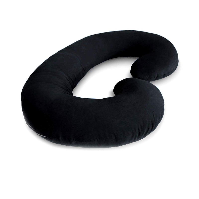 Kuber Industries Kuber Industries CTKTC045962 Cotton Ultra Soft Hollow Fibre C Shaped Maternity Pillow Pregnancy Pillow Body Pillow with Zippered Cover Black  - Image 3