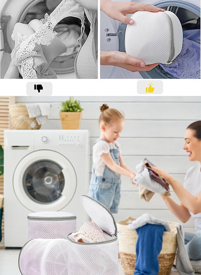 KANGLI 3-Pack Thickened Mesh Laundry Bag Set, Zippered Bra Washing Bags for Machine Wash, Delicates Wash Bag Protector for Lingerie, Underwear, Socks - Image 2