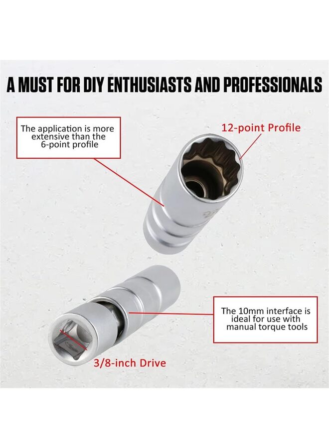 Generic Spark Plug Socket 14mm Spark Plug Socket Set Magnetic Spark Plug Socket 3/8 Inch Drive 12 Point Thin Wall Swivel 14 mm Spark Plugs Socket Spark Plug Removal Tool(16MM)  - Image 2