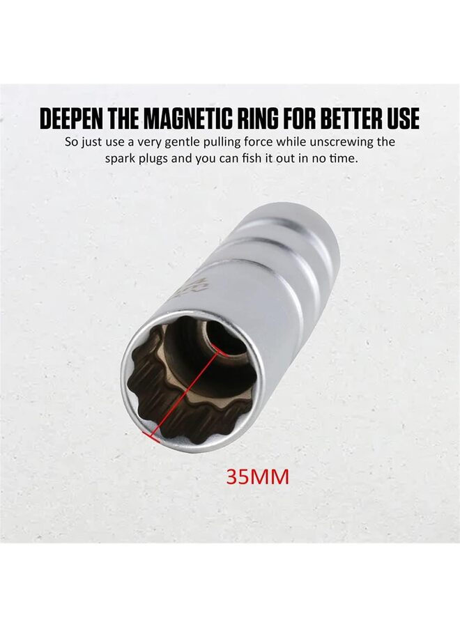 Generic Spark Plug Socket 14mm Spark Plug Socket Set Magnetic Spark Plug Socket 3/8 Inch Drive 12 Point Thin Wall Swivel 14 mm Spark Plugs Socket Spark Plug Removal Tool(16MM)  - Image 5